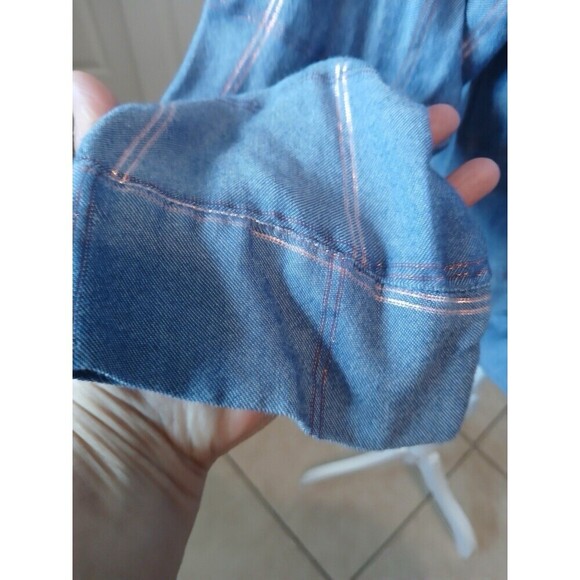 Women’s Democracy blue plaid button down tie front blouse‎ size 2X - Picture 5 of 14